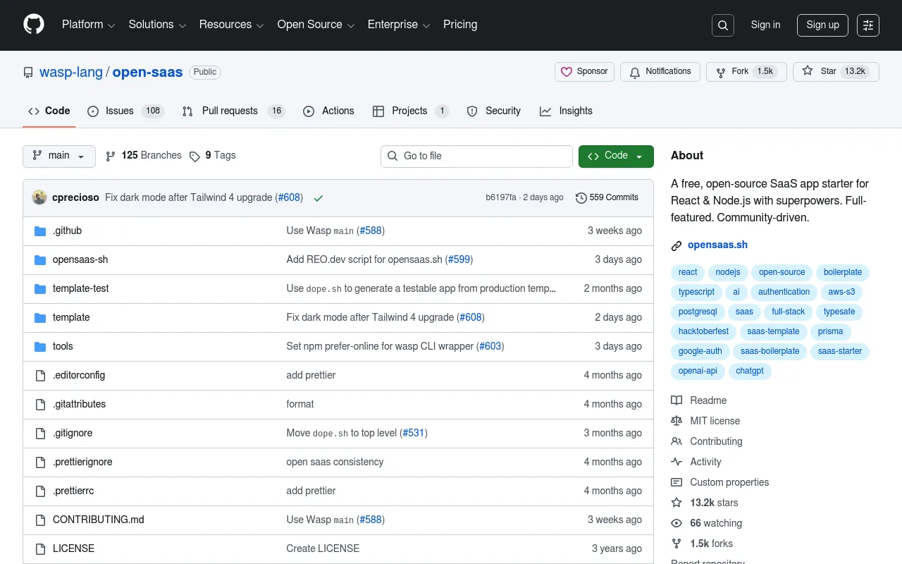 Open SaaS screenshot
