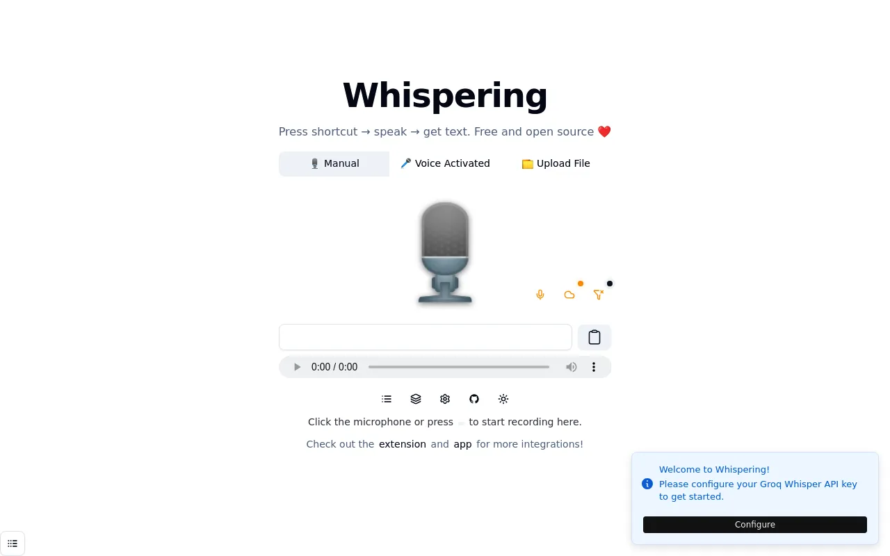 Whispering screenshot